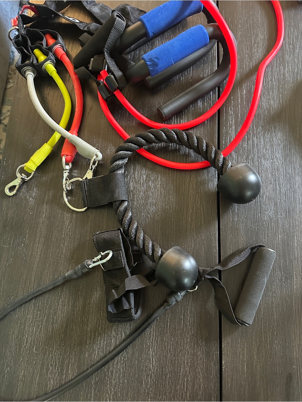 Exercise bands, push up bars, and accessories